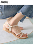 Summer Comfort Shoes for Women Roman Sandals Suit Female Beige All-Match Buckle Strap Clear Heels Gladiator Fashion New