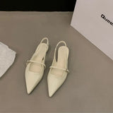 Pointed Toe Women Sandal Fashion Shallow Slip On Ladies Mary Jane Shoes Flats Heel Elegant Dress Slingback