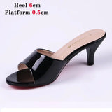Summer New High Heels Size 43 Stiletto Mid-heel Slippers ladies Summer Fashion low-heel Sandals Peep Toe Sexy Women