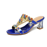Slippers Women Wear Fashionable Water Drill Sandals Summer New Open-Toed Sandals Low-Heeled