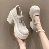 Chunky Platform Mary Jane Shoes Women Patent Leather High Heels Pumps Woman Sweet Thick Heel Party Shoes Female