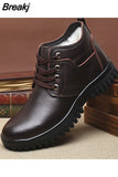 Wool Men's Boots Leather Warm Leisure Shoes British Round Toe Short Plush Ankle Boots Sheep Fur Plus Large