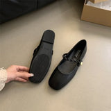 Fragrant Style Mary Jane Shoes French Buckle Soft Leather Flat Soles Single Shoes Shallow Mouth Thick Heels Small Leather Shoes Love