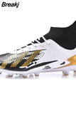 Men Soccer Shoes Turf Black Kids Cleats Training Football Boots High Ankle Sport Sneakers Size
