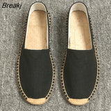 Men Fashion Flats Plimsolls Solid Canvas Shoes Casual Linen Loafers Lovers Shoes Male hemp Espadrille Fisherman Shoes