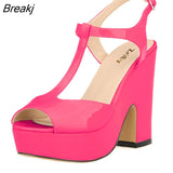 Women Platform Pumps Peep Toe High Heel Shoes Ladies Wedges Sandals Patent Leather Party Wedding