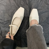 Women Pumps 2024 New Square Toe Women's Mary Jane Shoes Casual Buckle Strap Female Low Heels Dress Shoes Zapatos