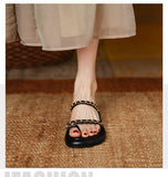 New Women Summer Fashion Chain Flip-flops Sandal Slippers Woman Flat Platform Sandals Casual Flat Slippers