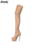 Women's Thigh High Boots Red Pink Black Luxury Platform Shoes For Women High Heel Boots Female Women Shoes Botas Femininas