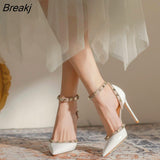 Women High Heels 2023 Summer Shoes Pointed Toe Pumps Sexy Rivet Ankle Strap Thin Heels Female Sandals Ladies Shoe Party