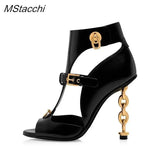 Chain Gladiator Sandals Women High Heel Shoes Runway Slingback Star Style Pumps Banquet Party Sexy Women's Sandals
