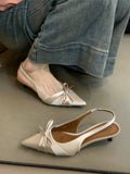 Breakj High-Heeled Women's Shoes 2025 Spring And Autumn New French Temperament Elegant Bow Tip Light-Mouthed Fine