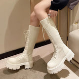 2023 Autumn Winter New Chunky Platform Long Boots Women Thick-soled Stretch Knitted Knee High Boots Woman Botas De