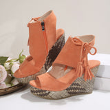 Breakj Slope Heel Sandals Women 2025 Spring And Summer Su High Heel Fish Mouth Thick-Soled Women's Shoes Loose Cake Soles