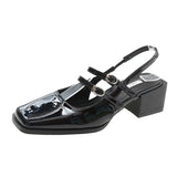Breakj Jane Sandals Summer 2024 New Vintage Square Heels With Empty Single