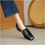 Breakj Leather Shoes Female British Wind 2023 Spring And Autumn New Coarse Heel Single Shoes One Foot Pedalle Shoes Women's