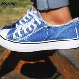 Women Canvas Shoes 2023 Summer Plus Size Denim Canvas Shoes Women Lace Up Casual Shoes Woman Flat Loafers