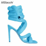 Snake Strap Long Shoes Women's Sandals Summer 2024 Sexy Stiletto Heel Stripper Shoes Star Style Slingback Heeled