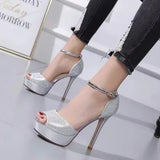 Sandals Women Shoes 2023 Gladiator High Heels 12CM Platform Sandals Pumps Peep Toe Ladies Shoes Party Bridal Wedding