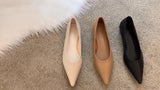 Soft! Small White Leather Shoes Women's English Low-Heeled Single Shoes Flat-Soled Pointed Shallow Work Shoes Soft