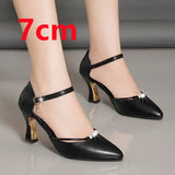 Women Cute Pointed Toe Black Buckle Strap High Heel Shoes Lady Casual Red Comfort Summer Stiletto Heels for Office & Party