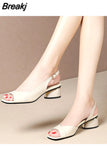 Women Peep Toe Pumps Mid-heel Light Weight Green Slip on Summer Shoes Lady Casual Escarpins Femme Tacones Mujer Zapatillas