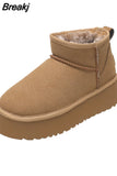 Women's Short Plush Warm Snow Boots Casual Shoes 2023 New Suede Chelsea Ankle Boots Elegant Party Striptease Snow