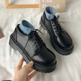 platform loafers Women Oxford Shoes Flat on Platform Casual Shoes Lace Up Leather Shoes Sewing Round Toe zapatos