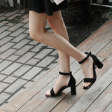 Women 2023 Summer Fashion Sandals Medium High Heel Block Heel Sandals Outdoor Fashion Sandals Women Heels Black Red