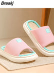 Seasons Home Slippers Women's Indoor and Outdoor Home Couples Spring and Autumn Home Thick Bottom Cotton Linen