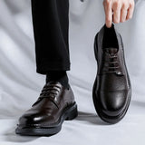 Breakj Business Leisure Handmade Platform Men's Shoes Tie British Style Trend Men's Small Leather Shoes