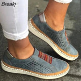 Women Slip on Sneakers Shallow Loafers Vulcanized Shoes Breathable Hollow Out Casual Ladies Shoes Woman Plus Size43