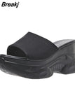 Slippers Soft Luxury Slides Platform Slipers Women Heeled Mules On A Wedge Comfort Designer Summer 2023 High Flat