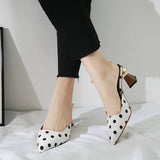 Toe Polka Dot Half Slippers Shoes Woman 2024 Trend Mules High Heels Fashion Heeled Sandals Women's Summer
