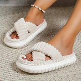Size Shoes for Ladies Winter Peep Toe Women's Slippers Platform Flat with Warm Slippers Women Light Hot Sale Cotton