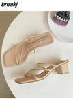 Fashion Women Slippers Square Low Heels Sandals Summer Flip Flops Brand Slipper Elegant Slides Zebra Shoes Zapatillas