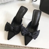 Style Butterfly-knot Mules Women Slippers Elegant Pointed Toe Thin High Heels Ladies Summer Fashion Party Prom