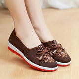Women Fashion Light Weight Bow Tie Floral Pattern Comfort Loafers Ladies Classic Black Sweet Ballet Dance Shoes Zapatos