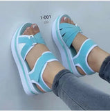 New Large-Size Thick-Soled Sandals Women's Flat-Soled Velcro Women's Beach
