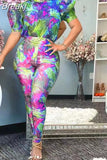 Puff Short Sleeve Retro Floral Jumpsuits Sexy Skinny Jumpsuits for Women Elegant Romper Overall Trousers Party