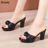 Summer Peep Toe Platform High Heels 10cm 13cm Slippers Black Gold Non-slip Women Wedding Shoes Designer Sandals