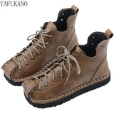 National Style Ankle Boots Mori Literary Handmade Comfort Soft-Sole Flat Womens Boots Casual Women Boots Wild Women