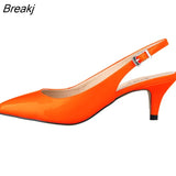 5cm Low Heels Casual Back Empty Buckle Red Wedding Daily all-match Sandal Shoes Pointed High Large Size