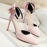 Breakj New Summer Buckle With Bow High Heels Fine Heel Head Of Women's Shoes