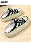 Half Slippers Women's Outerwear Shoes Summer New Leisure Slip on Red Sneaker Slides Platform Casual Pantuflas De