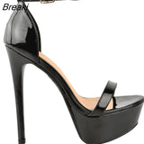 Newest Women Sandals Sexy Open Toes 14cm Supper High Heels Platform Party Wedding Shoes Plus