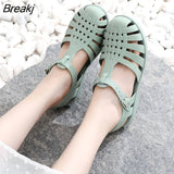New Flat Women Sandlas Hollow-carved Design Fashion Comfortable Outdoor Sports Beach Cool Slippers Soft Sole