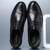 Mens Oxford Shoes Genuine Calfskin Leather Brogue Dress Shoes Classic Business Formal Shoes