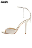 Strap Women's Sandals Square Toe Stylish Stiletto 2023 New Runway Pumps Party Women Shoes Thin High Heels Wedding