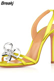 Butterfly Knot Sandals Woman Summer 2023 Back Strap Slingback Ladies Stiletto High Heel Dance Shoes Sexy Women